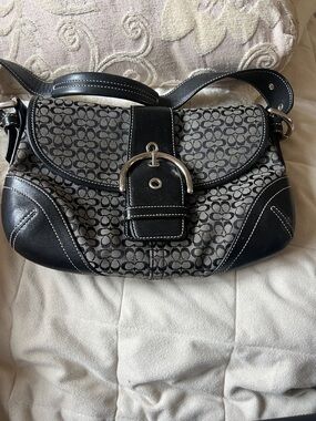 Coach Monogram Shoulder Bag in Black and Gray